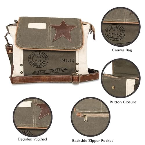12 In Canvas Messenger Shoulder Bag for Men & Women, Unisex Crossbody Bag with Leather Touch, Flap Closure, Travel & Work Bag thumbnail 9
