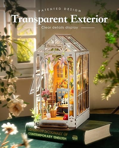 Rolife DIY Book Nook Kits for Adults-Garden House Bookshelf Insert Booknook-3d Puzzle Dollhouse Room Decor for Teen Girls Boys Women Men thumbnail 4