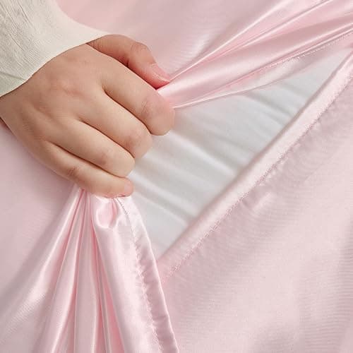 HommxJF Blush Pink Satin Pillowcase Standard Set of 2 with Envelope Closure，Blush Pink Silk Pillowcase for Hair and Skin (20x26) thumbnail 4