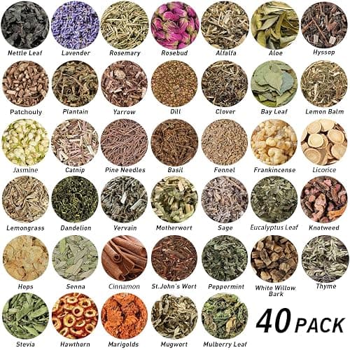 40 Pack Witchcraft Supplies Herbs Kit - Dried Herbs and Flowers for Witch Beginners - Herb Set for Wicca, Altar Supplies, Pagan and Wiccan Rituals, Magic Spell, Candle and Soap Making thumbnail 3