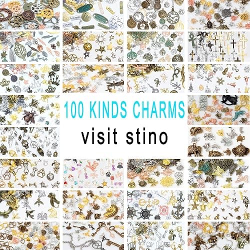 stino 100g Metal Pendant Charms for Jewelry Making, Bulk Silver & Gold Plated Charms for Braclet Necklace Crafts, Animal Plant Flower Pet and so on thumbnail 6
