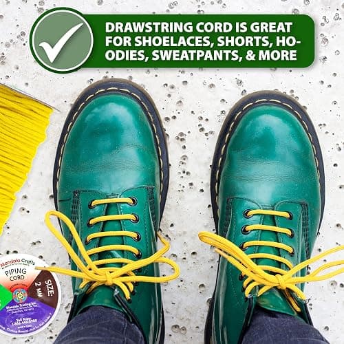 Mandala Crafts Black Soft Replacement Drawstring Cords for Sweatpants Bags - Piping Cord for Sewing Upholstery - 50 Yds 2mm Cotton Cording Macrame Rope Corset Strings thumbnail 5