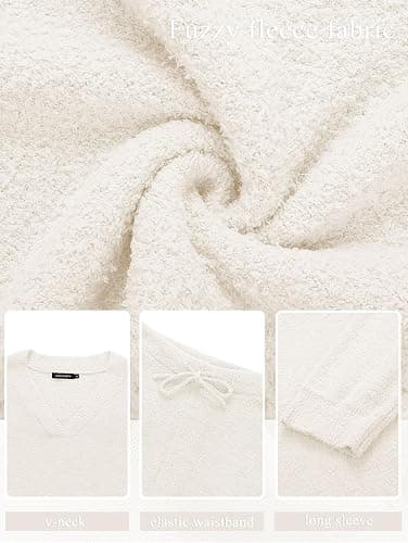MEROKEETY Women's Lounge Sets 2025 Fall Fashion 2 Piece Outfits Sweater Pajama Set Fuzzy Loungewear Matching Winter Clothes thumbnail 6