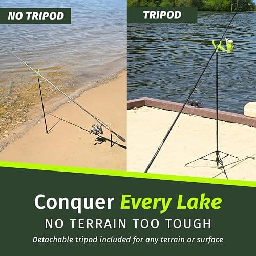 FISHIN' STIX Ready to Fish Kit - Includes 30" Rod Holder, All Terrain Stand Tripod and Bite Alarm thumbnail 3