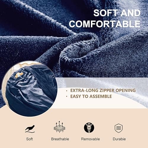 XOFUGEM Bean Bag Chair for Adults,5FT Oversize Floor Bean Bags Offers Ample Space for Adults,Memory Foam Giant Bean Bags,Lounger Versatile Design Suits Any Room,Movie Nights,Reading (Blue, 5FT) thumbnail 5