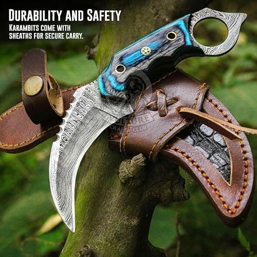 VULTURE CRAFTS CLUB, Damascus steel Handmade Knife, Survival claw Tactical teeth Knife Double edged sharp, Fixed Blade Knife With Sheath, Curved knife thumbnail 6
