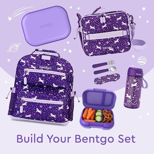 Bentgo Kids Snack - 2 Compartment Leak-Proof Bento Box Container for Snacks and Small Meals, Easy-Open Latch, Dishwasher Safe, BPA-Free for School, Daycare, & Sports - Ideal for Ages 3+ (Purple) thumbnail 7
