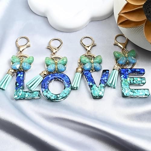 JINGUAZI Butterfly Initial Letter Keychain Bag Charms for Women | Cute pendant accessories for purses, handbags, backpacks, car keys, small gift for her young women, mothers, teachers thumbnail 4
