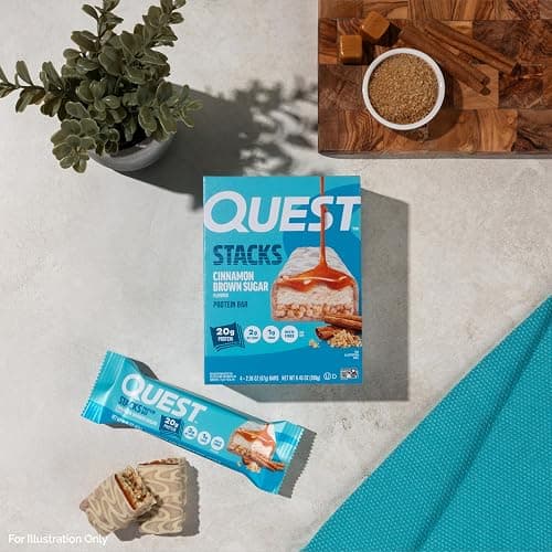 Quest Nutrition Stacks Protein Bars, Cinnamon Brown Sugar, 20g Protein, 2g Net Carbs, 1g Sugar, High Fiber, Low Sugar, Gluten Free, 12 Count thumbnail 6
