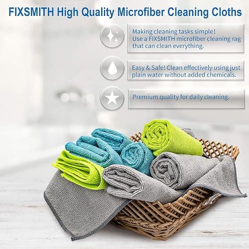 FIXSMITH Microfiber Cleaning Cloth - Pack of 8, Size: 12 x 16 in, Multi-Functional Cleaning Towels, Highly Absorbent Cleaning Rags, Lint-Free, Streak-Free Cleaning Cloths for Car Kitchen Home Office. thumbnail 3