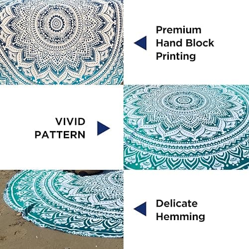 raajsee Indian Cotton Aqua Blue Tapestry Mandala Wall Hangings- Tapestry For Bedroom - Indie Wall Tapestry Hippie Room Decor - Boho Small Tapestrys Aesthetic 30x40 Inch thumbnail 5