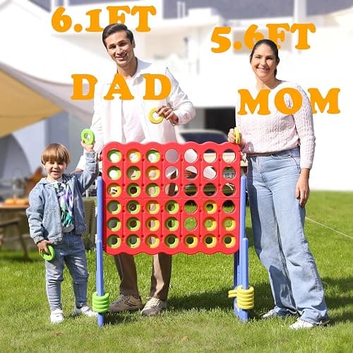 SDADI Jumbo 4 in a Row Game, 4-to-Score Giant Game Set with Adjustable Height (2.5-3.5 FT) for Kids & Adults, Indoor/Outdoor Connect Game with Quick-Release Slider, Perfect for Family and Party Games - Blue thumbnail 9