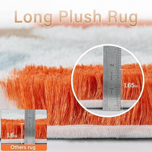 PureCozy Checkered Rug 5x7 for Living Room, Modern Rainbow Shag Rug Super Soft Washable Indoor Fuzzy Carpet Non-Slip Fluffy Rugs for Bedroom Home Aesthetic Decor thumbnail 2