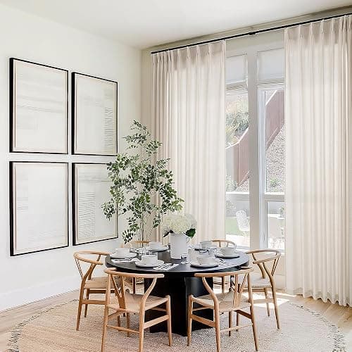 Extra Wide Beige Pinch Pleated Linen Curtains 108 Inches Long 72 Inch Wide for Living Room Light Filtering Semi Sheer Window Drapes with Hooks Rings for Patio Sliding Glass Door 1 Panel 72x108 thumbnail 8