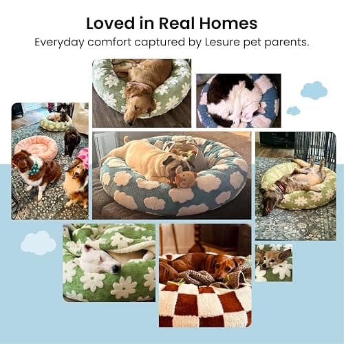 LE SURE Shown on TV Jacquard Donut Dog Beds Extra Large,Blue 42x42x9in | XL Orthopedic Calming Pet Bed Sofa, Original Design Pattern,Washable Cover, Home Decor as Gift for Pet,Anti Slip Bottom thumbnail 8