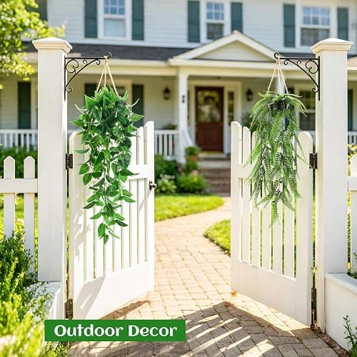Der Rose 4Pcs Fake Plants Hanging Artificial Ivy Vine Faux Eucalyptus Hanging Plants, Boston Fern, String of Pearls for Living Room Aesthetic Bedroom Boho Kitche Wall Shelf Indoor Outdoor Decor thumbnail 9