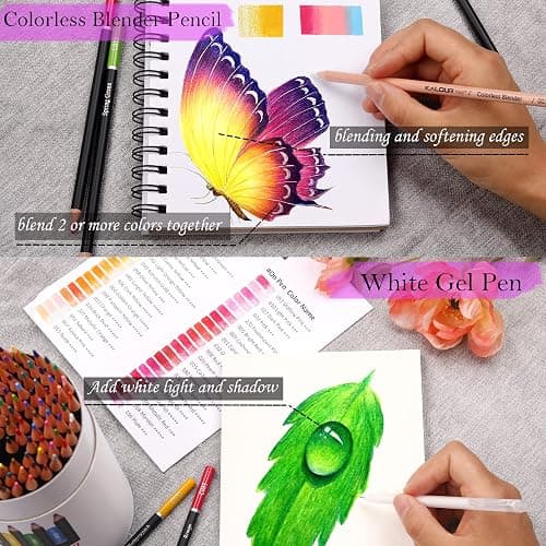 KALOUR 120 Colouring Pencils,Artists Soft Core with Vibrant Color,Ideal for Drawing Sketching Shading,Coloring Pencils for Adults Beginners thumbnail 6