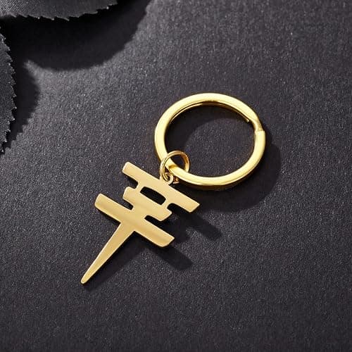 ZENRUIMING Tokyo Hotel-Schlüsselanhänger, Edelstahl, Motiv: Tokio Hotel, Rockband-Musik, Metallfigur, Tokio Hotel, Gold, Stahl, 6,2 x 2 cm, 2 Stück, Gold und Stahl, 6.2*2cm/2.44*0.78in thumbnail 5