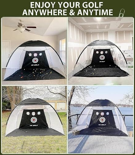 TS Golf- Golf Practice Net - 10x7ft - XL Tri-Turf Golf driving net and Mat, 3 Balls, 3 Rubber Tees, Carry Bag, golf nets for backyard driving thumbnail 7
