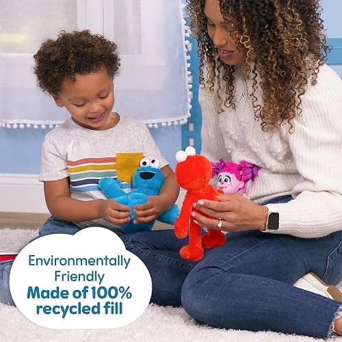 SESAME STREET Friends 8-inch Elmo Sustainable Plush Stuffed Animal, Kids Toys for Ages 18 Month by Just Play thumbnail 4