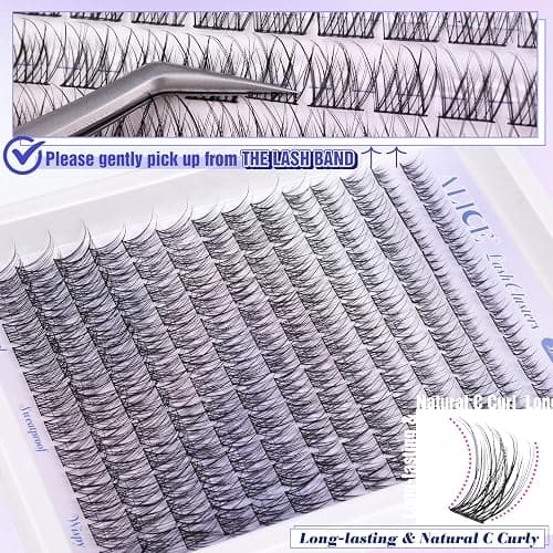 Natural Lash Clusters Wispy Cluster Eyelash Extensions 168pcs Individual Lashes 8-16mm C-Curly DIY Lash Extension Natural Look Soft Thin Band Cluster Lashes by ALICE thumbnail 4