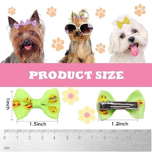 YAKA 60PCS (30 Paris) Cute Puppy Dog Small Bowknot Hair Bows with Metal Clips Handmade Hair Accessories Bow Pet Grooming Products (60 Pcs,Cute Patterns) thumbnail 3