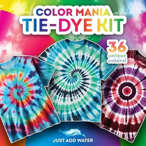 Tulip One-Step Tie-Dye Color Mania 36 Vibrant Colors, All-in-One Tie Dye Kit for Large Groups, Permanent Fabric Dye Pre-Filled Bottles, Gloves, Instructions thumbnail 8