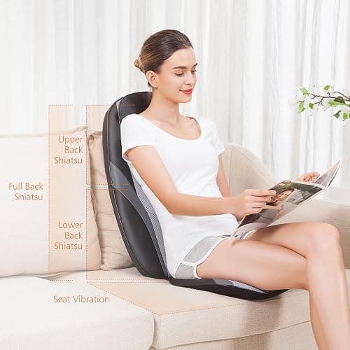 Snailax Shiatsu Back Massager with Heat Massage Chair Pad Kneading Back Massager for Pain Relief Deep Tissue Chair Massage Pad for Office Home, Gifts for Dad,Mom thumbnail 2