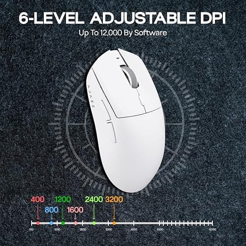 MechLands AJAZZ AJ139 V2 MC Gaming Mouse with Charging Base, Adjustable 12,000 DPI, PAW3311 Sensor, 3 Modes Wireless Mouse, 500mAh Battery, 1000 Polling Rate, 66g Lightweight, Win/Mac (White) thumbnail 6