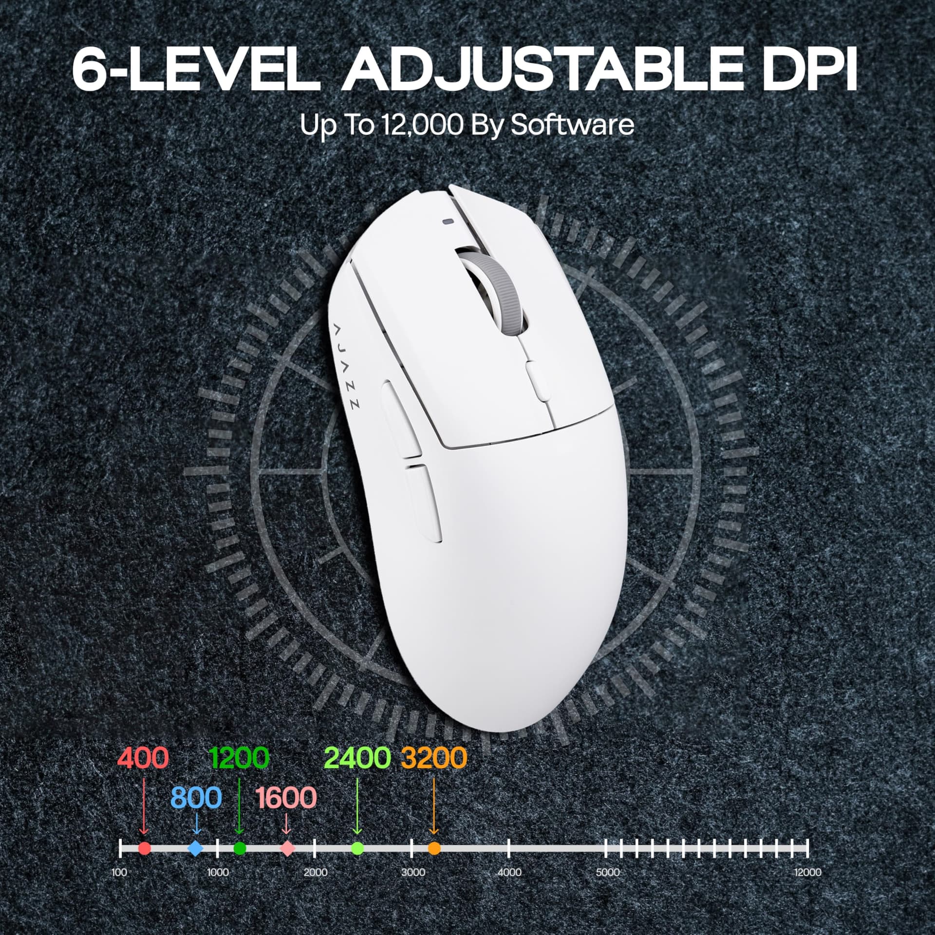 MechLands AJAZZ AJ139 V2 MC Gaming Mouse with Charging Base, Adjustable 12,000 DPI, PAW3311 Sensor, 3 Modes Wireless Mouse, 500mAh Battery, 1000 Polling Rate, 66g Lightweight, Win/Mac (White) thumbnail 6