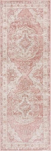 BoutiqueRugs Blush & Light Pink Collection Kandos Bohemian Oriental Medallion Large Area Rug - Traditional Floral Carpet for Living Room - Blush, Dusty Pink, Cream - 7'10" x 9'6" (8x10 Area Rug) thumbnail 10