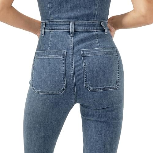 Silver Jeans Co. womens 70s Flare Leg Denim Jumpsuit thumbnail 5