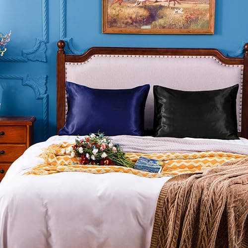 NTBAY 2 Pack Satin Standard Pillowcases for Hair and Skin, Luxurious and Silky Pillow Cases with Envelope Closure, 20x26 Inches, Black thumbnail 6
