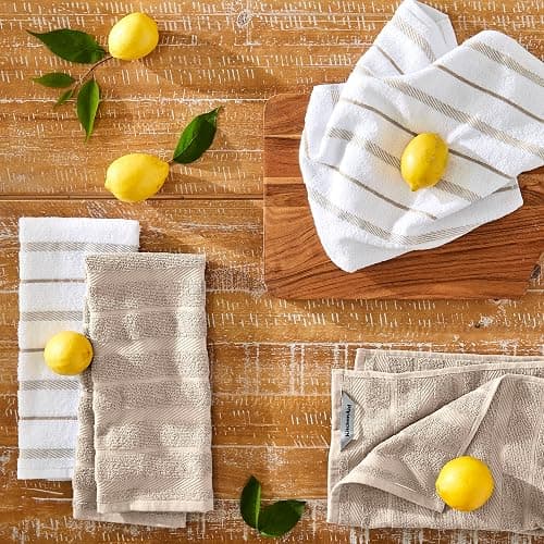 KitchenAid Albany Kitchen Towel 4-Pack Set, Milkshake Tan/White, 16"x26" thumbnail 2