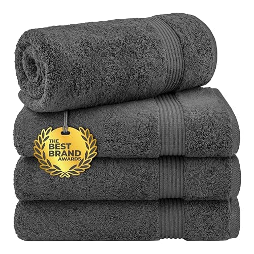 Cotton Paradise 4 Piece Turkish Bath Towels for Bathroom, Extra Large Soft Plush Towels Bathroom Set, Dark Gray - Image 1