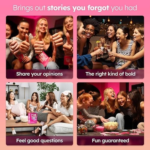 ⭐️ It’s Girl Time - Girls Night Card Game for Bachelorette, Galentines or Ladies Night - 240 Sweet & Sassy Questions with Challenges - Fun Party Game for Adults & Teens thumbnail 5