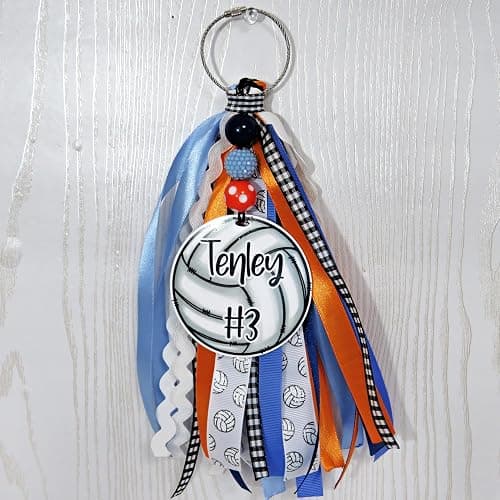 Volleyball Bag Tag Personalized with Name for Girls- Pin Me Backpack Sports Bag Gift – Acrylic Ribbons Beads - You Choose Colors thumbnail 6