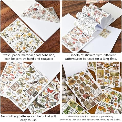 1500+ Pieces/50 Fogl Stickers Scrapbooking Stickers Scrapbooking Stickers for Scrapbooking Stickers Bullet Journal Scrapbooking Accessories for DIY Bullet Journal Accessories Diary Album Calendar thumbnail 3
