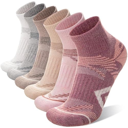 ANTSANG 6 Pairs Merino Wool Quarter Socks Running Walking Hiking Compression Support Breathable Thermal Warm Thick Cushion Ankle Unisex Socks for Women Men - Image 1