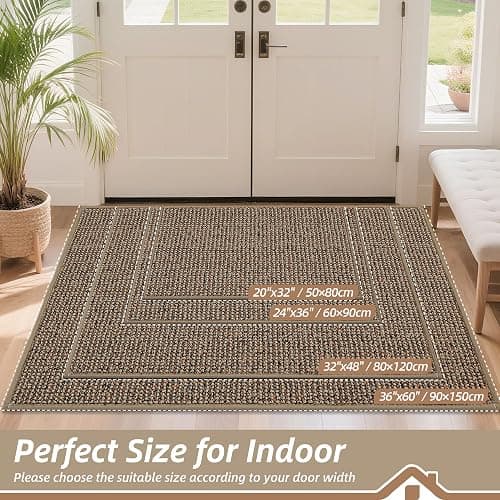 BEQHAUSE Dirt Trapper Door Mat 32" x 48", Non-Slip Washable Doormats Entrance Mat, Dirt Resistant and Absorbent Welcome Mat, Low Profile Floor Mats for Front Back Door and Entryway, Taupe thumbnail 2