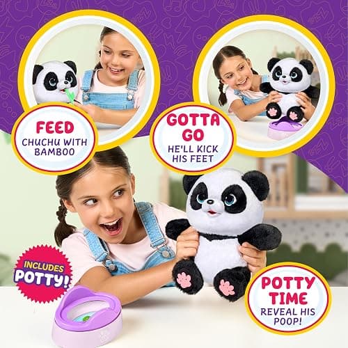 Little Live Pets My Baby Talking Panda ChuChu, Cuddly Panda Toy Plush with 50+ Sounds, Potty Dance, Kick, Feed, Kids Interactive Animal Toys Ages 4+ thumbnail 4
