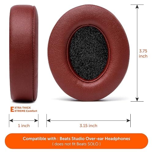 WC Wicked Cushions Replacement Ear Pads for Beats Studio 2 & 3 (B0501, B0500) Wired & Wireless | Does NOT Fit Beats Solo | Softer PU Leather, Enhanced Foam & Stronger Adhesive | Burgundy thumbnail 5