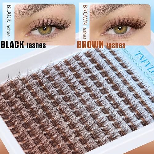Brown Lash Clusters Kit Natural Eyelash Clusters Fluffy Lash Extension Kit Wispy Eyelash Extension Kit Matte Brown Cluster Eyelash Extensions 8-16mm Individual Lashes Clusters by TNFVLONEINS thumbnail 3