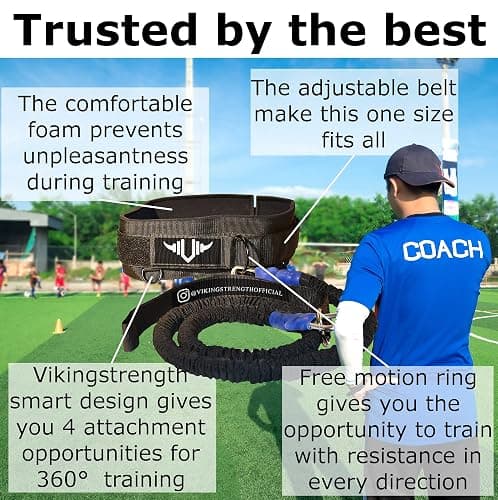 Vikingstrength - 360° Resistance Running Training Bungee Band (Waist) for Speed, Fitness Agility, Speed Strength – Gym Equipment for Football, Basketball, Solo or Partner + V-Strength Workout App thumbnail 4