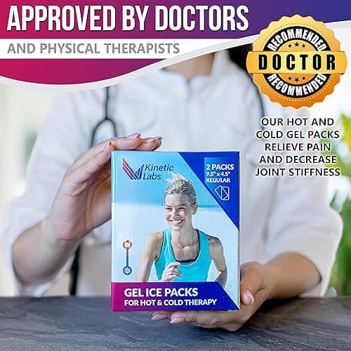 Gel Ice Packs for Injuries Reusable (2 Pack) 9.5" x 4.5" – Gel Cold Packs by Kinetic Labs – Flexible & Soft Packs for Knee, Shoulder, Back (Regular) - Regular (Pack of 2) thumbnail 5