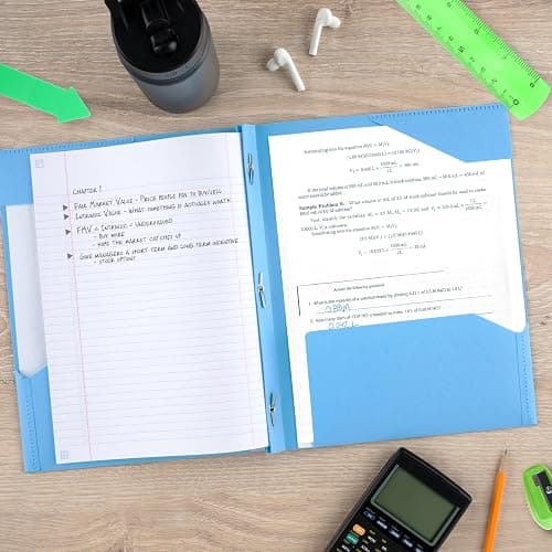 Five Star 2-Pocket Folder, Plastic Folder with Stay-Put Tabs and Prong Fasteners, Holds 8-1/2" x 11" Paper, Pacific Blue (72115) thumbnail 2