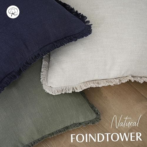 Foindtower Set of 2 Decorative Linen Fringe Lumbar Throw Pillow Covers Boho Farmhouse Cushion Cover with Tassels Cozy Accent Pillowcase for Sofa Couch Living Room Home Decor,12×20 Inch,Natural Beige - 20" x 12" (Pack of 2) - Natural Beige thumbnail 5