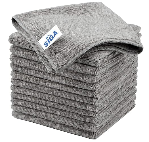 MR.SIGA Microfiber Cleaning Cloths, Streak Free Microfiber Towels, 12 Pack | All-purpose microfiber cloths, ultra absorbent, reusable household cleaning towels, Gray, 32 x 32 cm(12.6 x 12.6 inch) - Image 1