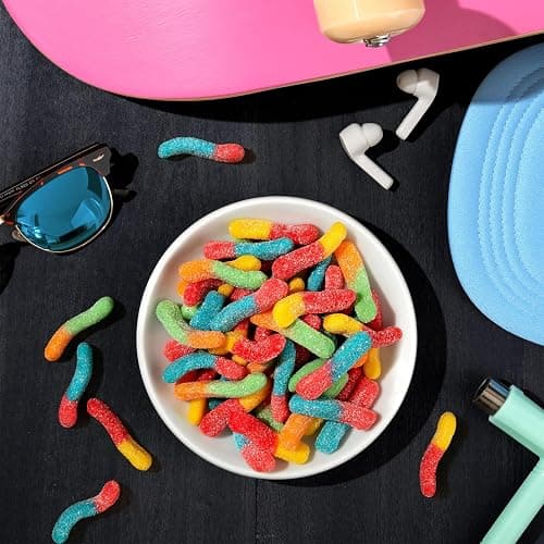 Trolli Sour Brite Crawlers, Candy, Cherry-Lemon, Strawberry-Grape & Orange-Lime, Sweet and Sour, Gummy Worms, 7.2 oz thumbnail 7