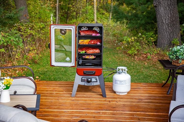 Pit Boss 3-Series Gas Vertical Smoker, Red Hammertone - 10773 thumbnail 2
